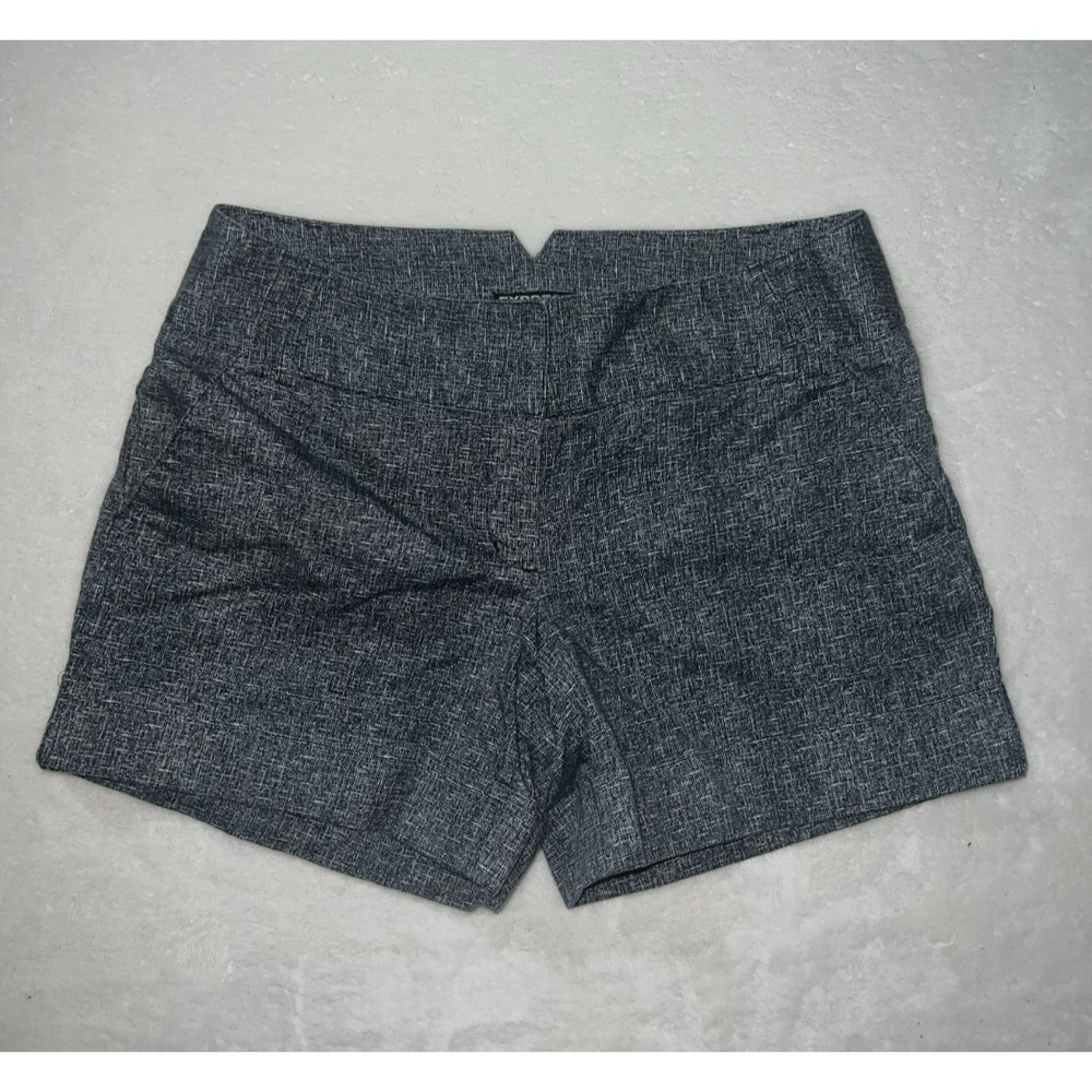 Express Grey Textured Crosshatch Dress Shorts Womens Size 6 V-Notch Waistband